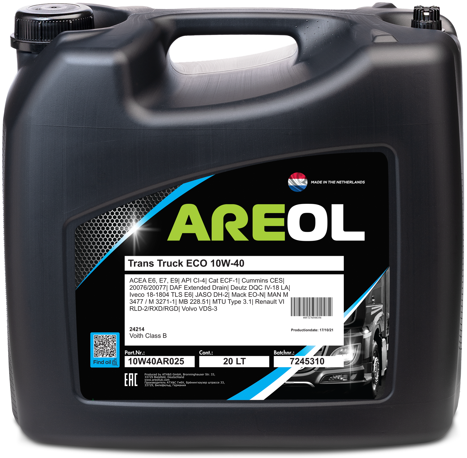 Motor Oil AREOL Trans Truck ECO 10W-40 20L